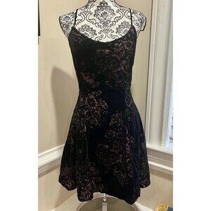 VTG Morton Myles for the Warrens Party Dress Sz 8 Black Velvet Burnout Black